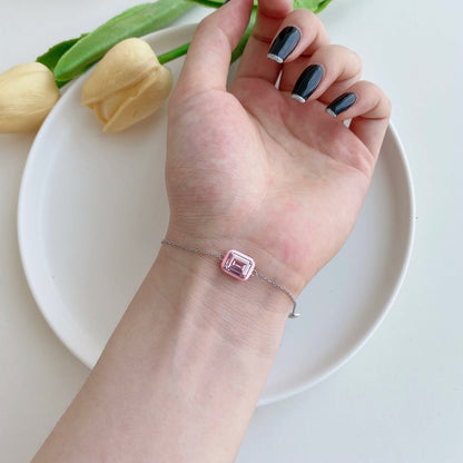 [baslovejewels]2.0 Carat Sparkling Colorful Emerald Cut Daily Bracelet