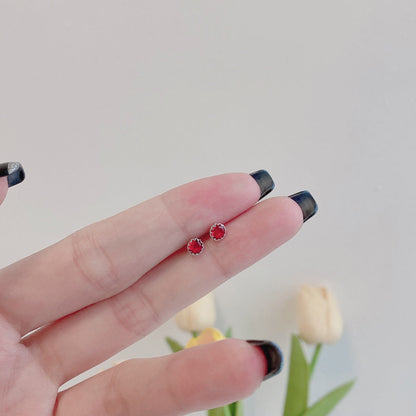 [baslovejewels]Sparkling Colorful Round Shape Earrings