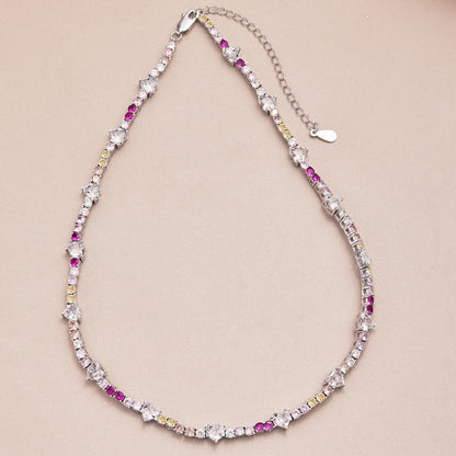 [baslovejewels]Delicate Colorful Rainbow Tennis Chain