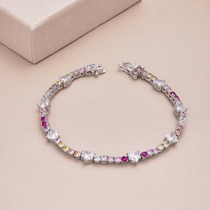 [baslovejewels]Romantic Heart Shape Round Cut Lover Bracelet