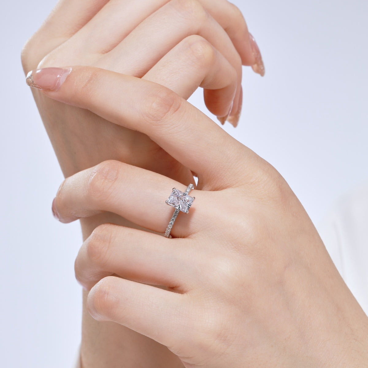 [baslovejewels]2.0 Carat Dazzling Sparkling Radiant Cut Party Ring