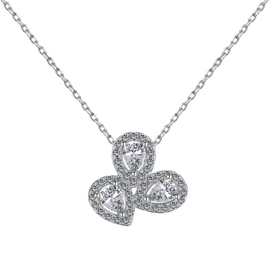 [baslovejewels]Elegant Flower Shape Pear Cut Necklace
