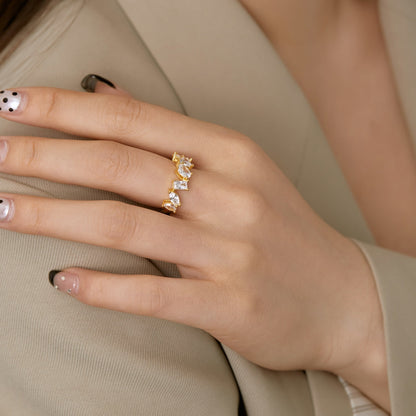 [baslovejewels]Delicate Multi Cut Ring