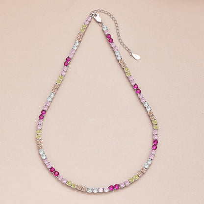 [baslovejewels]Delicate Colorful Tennis Necklace