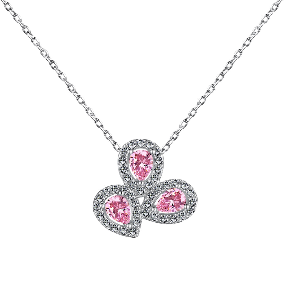 [baslovejewels]Elegant Flower Shape Pear Cut Necklace