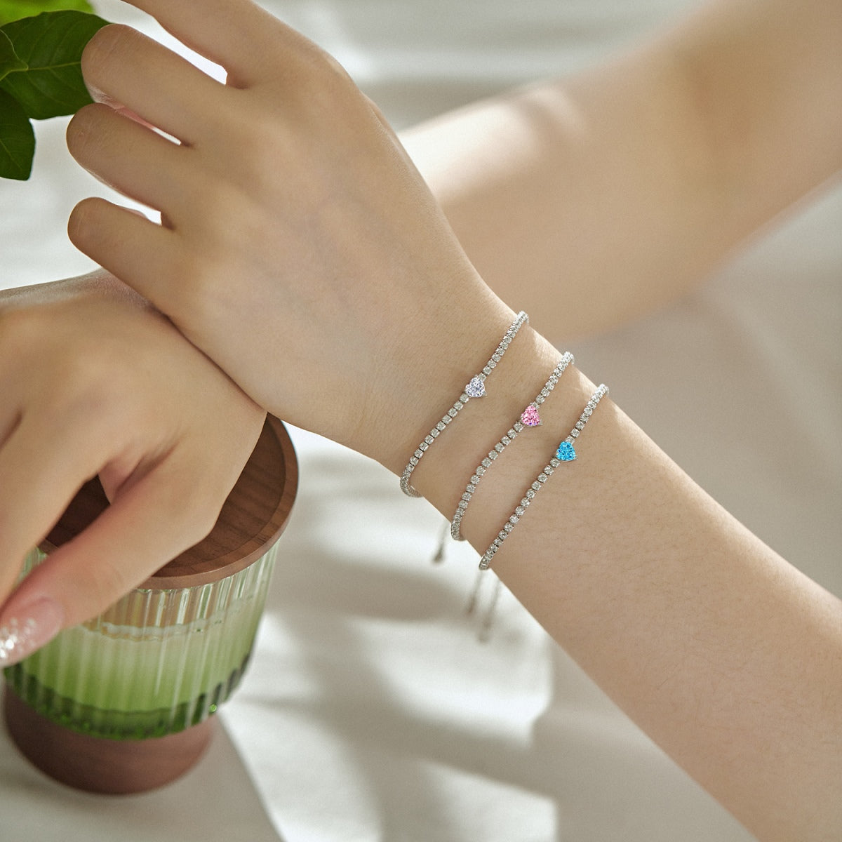 [baslovejewels]0.5 Carat Elegant Romantic Heart Shape Lover Bracelet