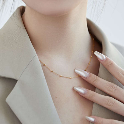 [baslovejewels]Small Bead Clavicle Chain Simple Necklace