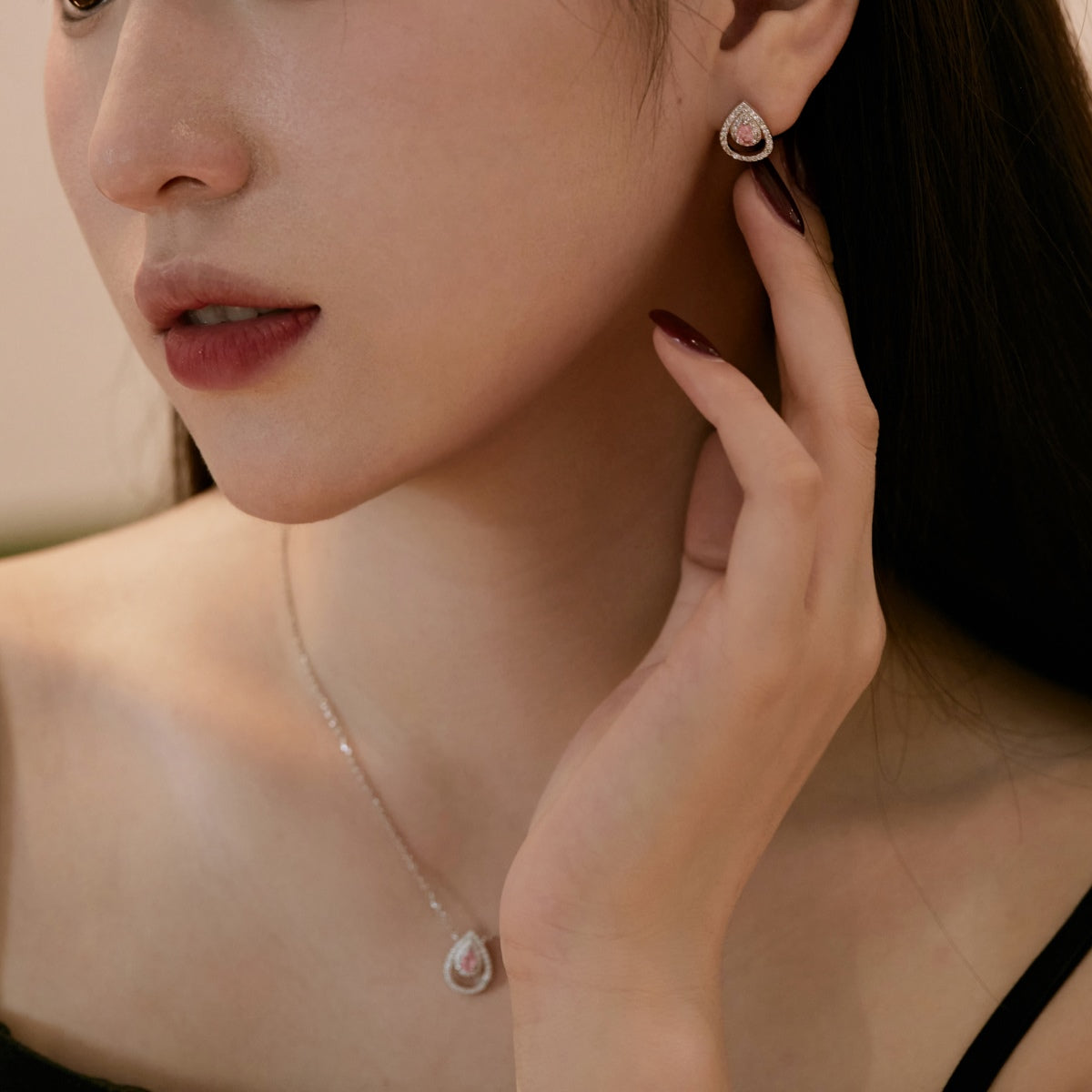 [baslovejewels]Sparkling Delicate Water Drop Shape Daily Earrings