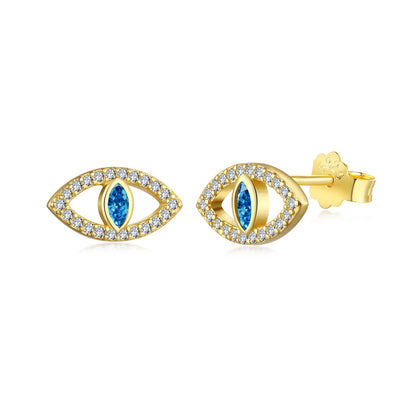 [baslovejewels]Blue Devil Eyes Hollow Stud Earrings