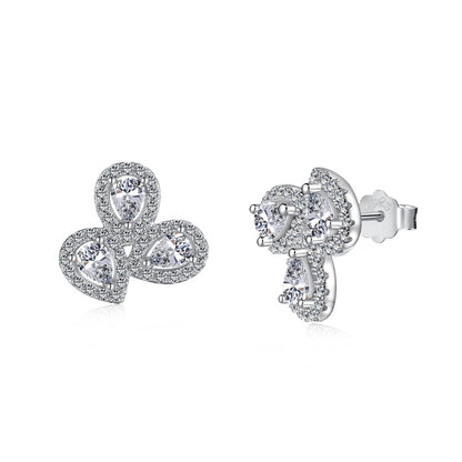 [baslovejewels]Ornate Flower Shape Pear Cut Lover Earrings