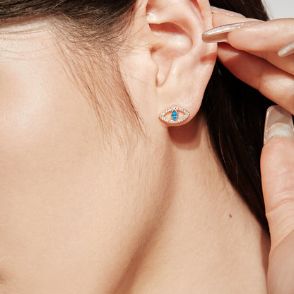 [baslovejewels]Blue Devil Eyes Hollow Stud Earrings
