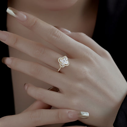 [baslovejewels]Luxurious Eternity Flower Shape Banquet Ring