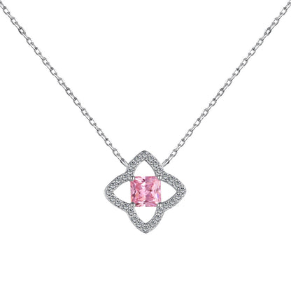 [baslovejewels]Exquisite Flower Shape Princess Cut Necklace