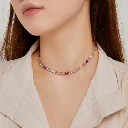 [baslovejewels]Delicate Colorful Tennis Necklace