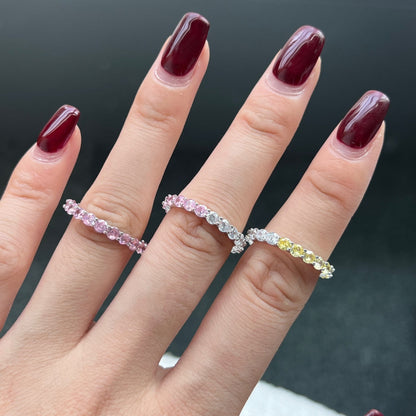 [baslovejewels]Sparkling Round Cut Tennis Ring