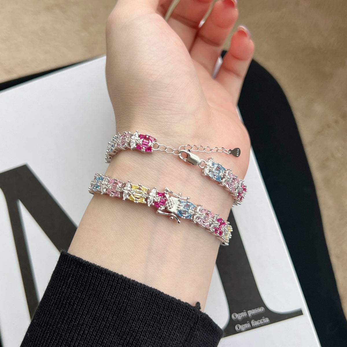 [baslovejewels]Delicate Colorful Multi Cut Party Bracelet