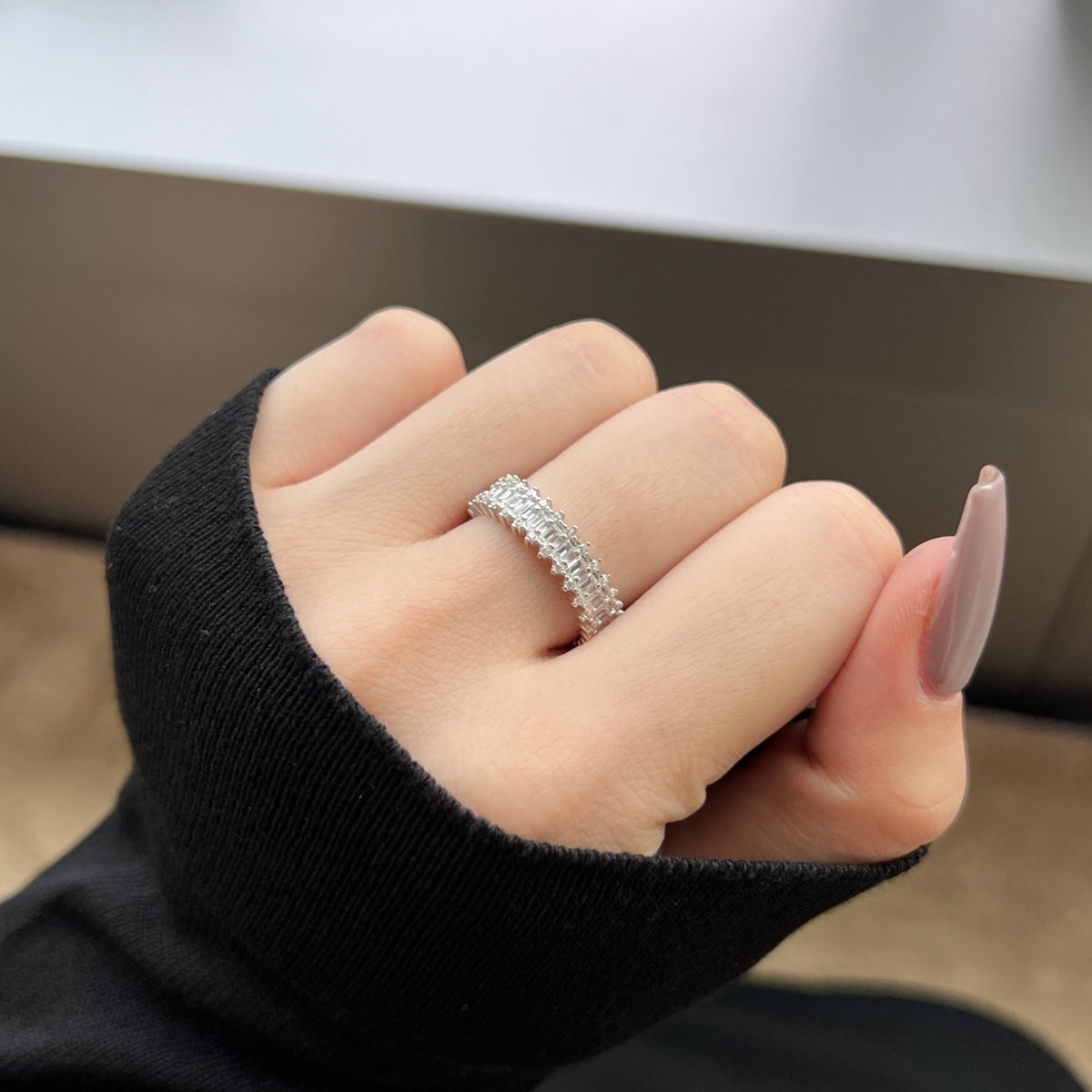 [baslovejewels]Splashy Ornate Emerald Cut Cocktail Ring