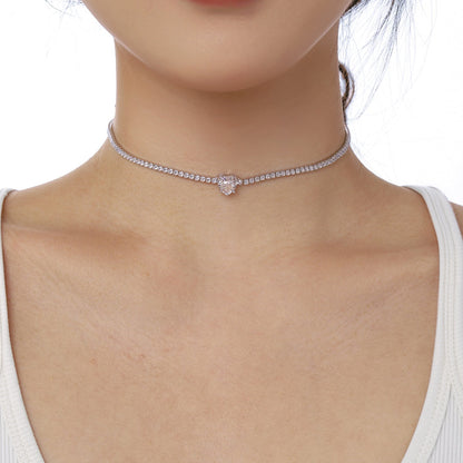 [baslovejewels]2.0 Carat Sparkling Tennis Heart Cut Necklace