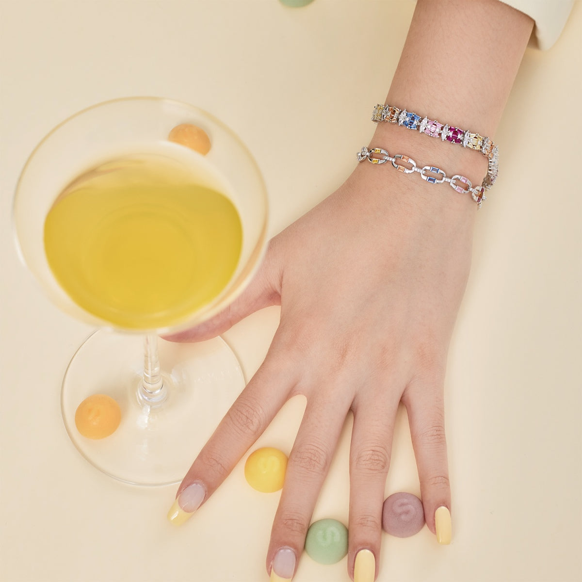 [baslovejewels]Delicate Colorful Multi Cut Party Bracelet