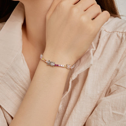 [baslovejewels]Ornate Colorful Butterfly Shape Round Cut Daily Bracelet