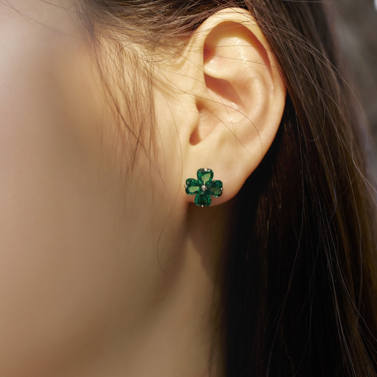 [baslovejewels]Four-Leaf Clover Ball Earrings