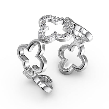 [baslovejewels]Hollow Design Four-Leaf Clover Flower Shape Ring