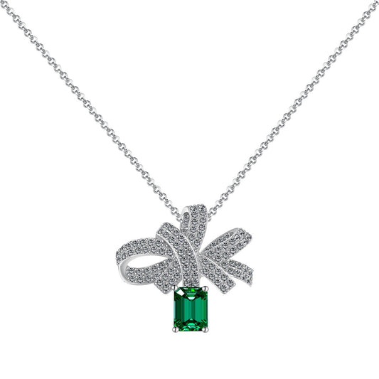 [baslovejewels]Luxurious Flower Shape Emerald Cut Necklace