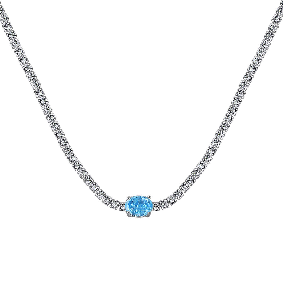 [baslovejewels]1.0 Carat Shining Oval Cut Necklace