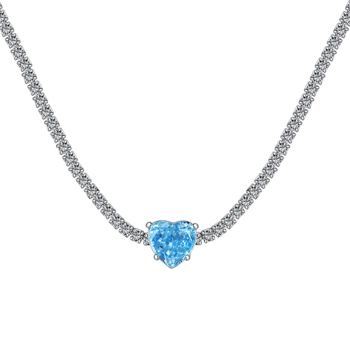 [baslovejewels]2.0 Carat Sparkling Tennis Heart Cut Necklace
