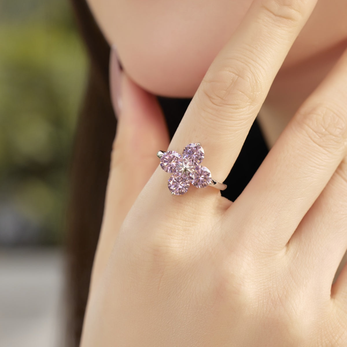 [baslovejewels]Four-Leaf Clover Eight-Pointed Star Ring