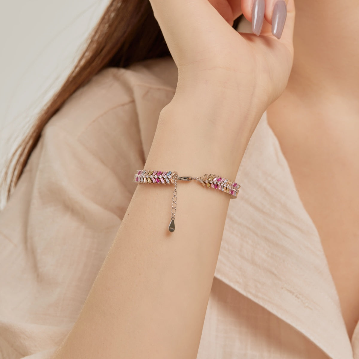 [baslovejewels]Dainty Radiant Emerald Cut Daily Bracelet