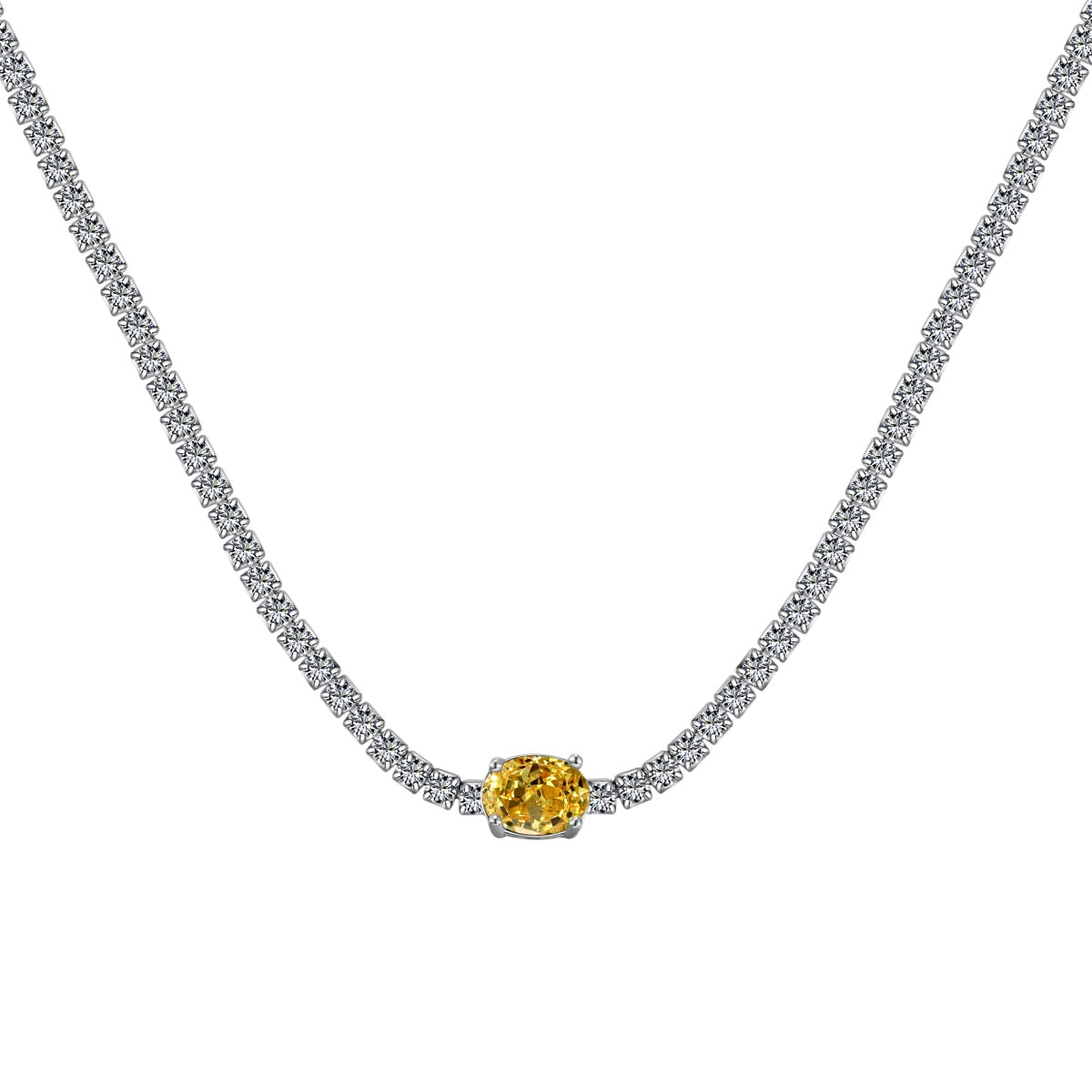 [baslovejewels]1.0 Carat Shining Oval Cut Necklace