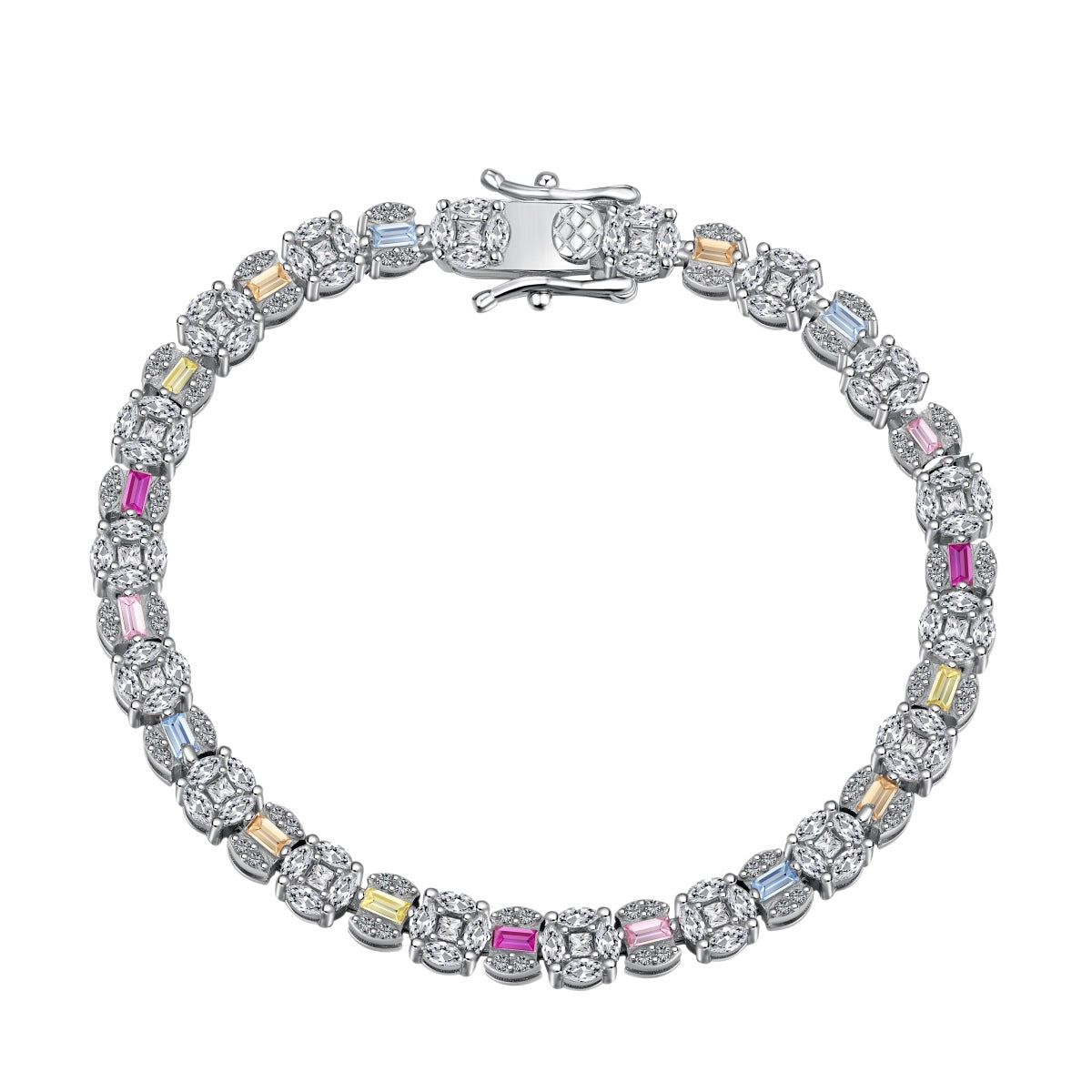 [baslovejewels]Dazzling Radiant Multi Cut Daily Bracelet