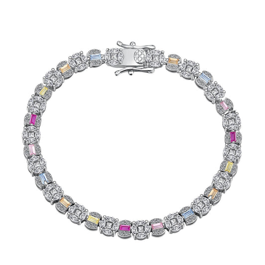 [baslovejewels]Dazzling Radiant Multi Cut Daily Bracelet