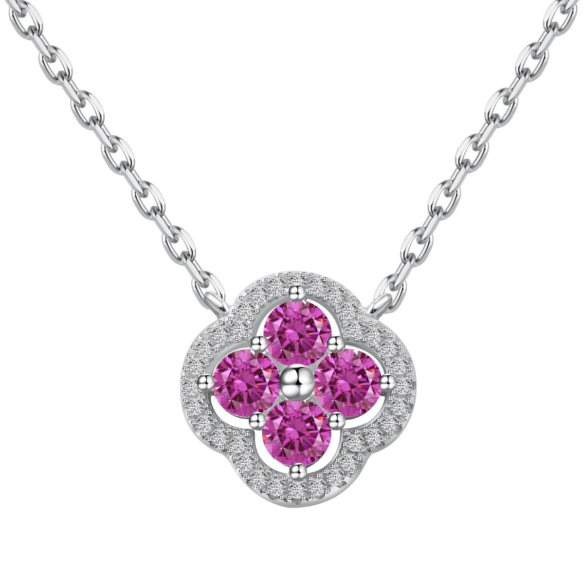 [baslovejewels]Exquisite Necklace With Four-Leaf Clover Flower Design