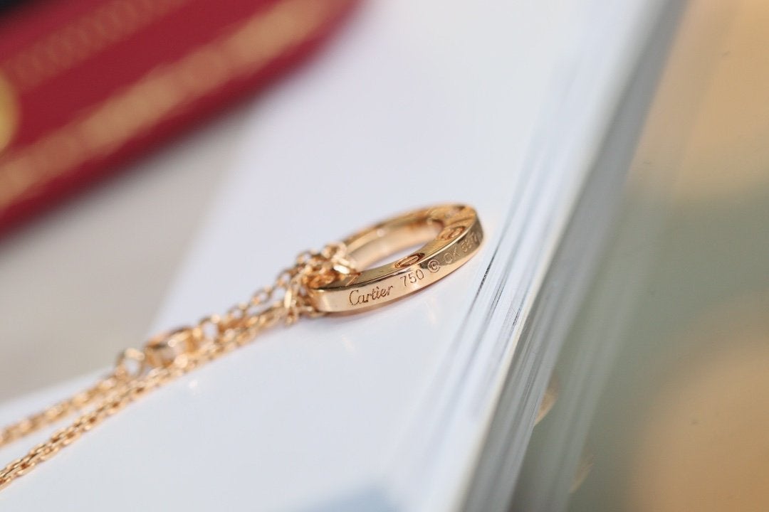 [baslovejewels]LOVE NECKLACE ADJUSTABLE ROSE GOLD 2 DIAMOND