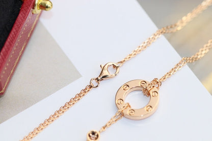 [baslovejewels]LOVE NECKLACE ADJUSTABLE ROSE GOLD 2 DIAMOND