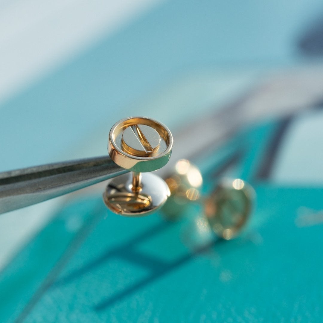 [baslovejewels]LOVE EARRINGS PINK GOLD 10MM