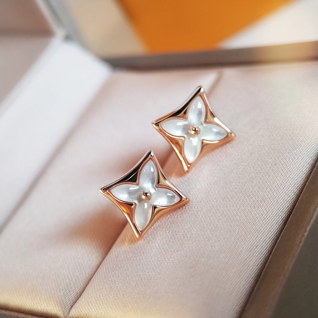 [baslovejewels]STAR MOP PINK GOLD EARRINGS