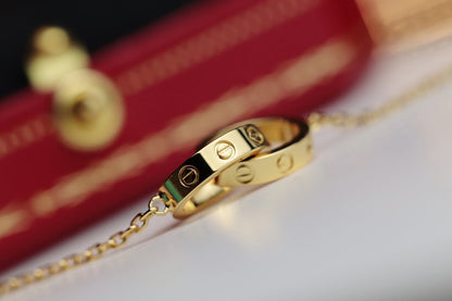 [baslovejewels]LOVE NECKLACE DOUBLE RING GOLD