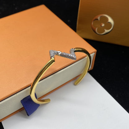 [baslovejewels]VOLTE UPSITE DOWN DIAMOND GOLD OPEN BRACELET