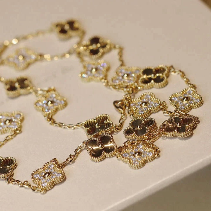 [baslovejewels]CLOVER 20 MOTIFS LASER DIAMOND NECKLACE