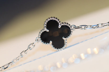 [baslovejewels]CLOVER 20 MOTIFS ONYX DIAMOND SILVER