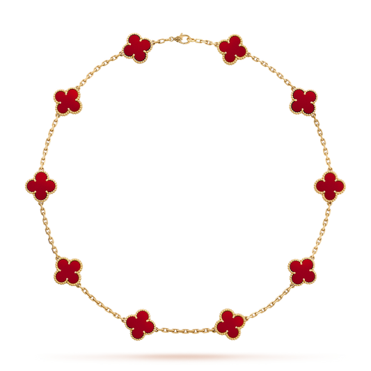[baslovejewels]CLOVER 10 MOTIFS CARNELIAN NECKLACE