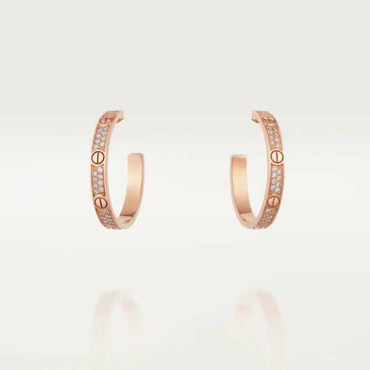 [baslovejewels]LOVE DIAMOND PINK GOLD HOOP EARRINGS