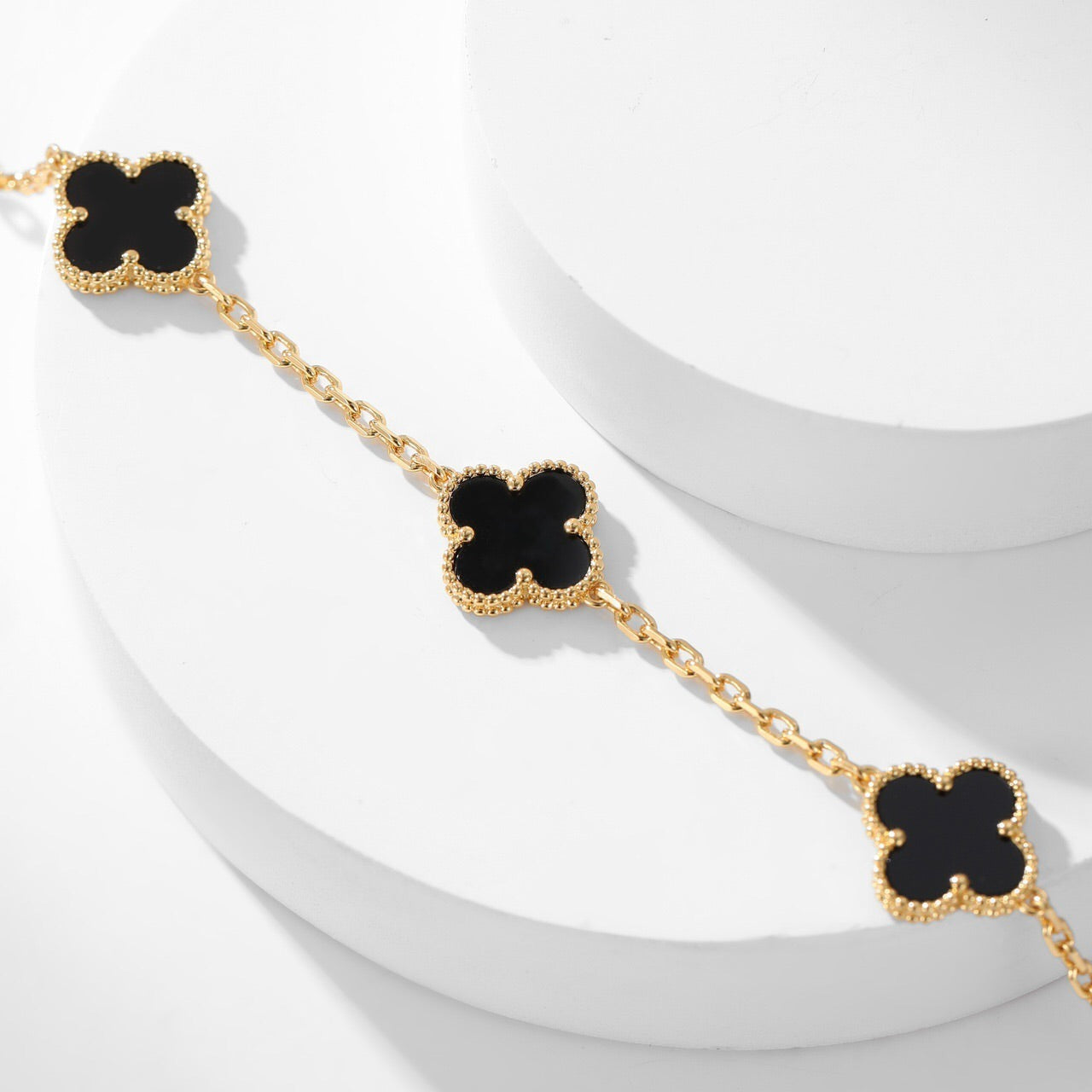 [baslovejewels]CLOVER 10 MOTIFS ONYX NECKLACE