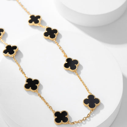 [baslovejewels]CLOVER 10 MOTIFS ONYX NECKLACE