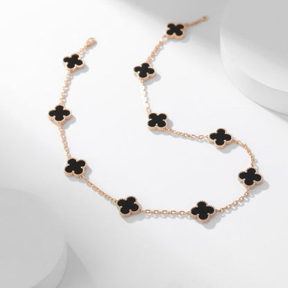 [baslovejewels]CLOVER 10 MOTIFS ONYX NECKLACE
