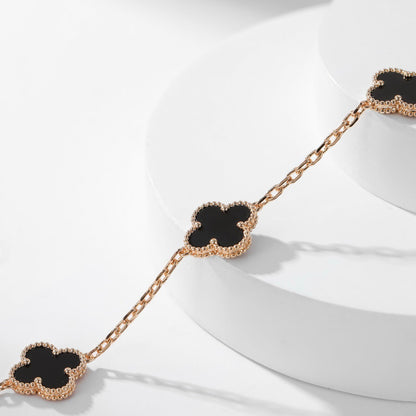 [baslovejewels]CLOVER 10 MOTIFS ONYX NECKLACE