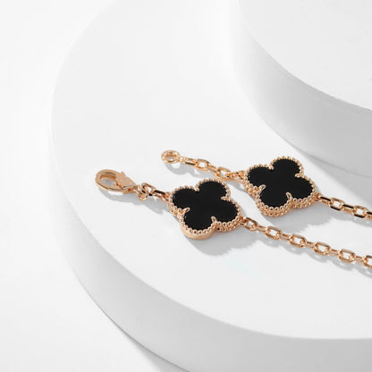 [baslovejewels]CLOVER 10 MOTIFS ONYX NECKLACE